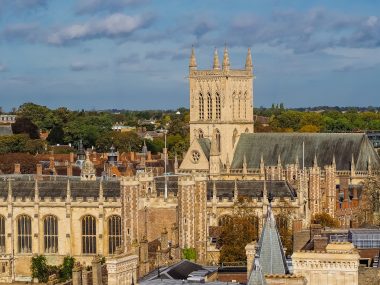 Aerial view of the city of Cambridge, UK