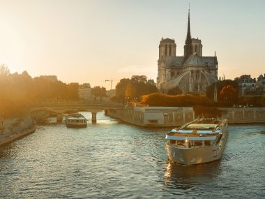 Notre Dame de Paris Cathedral at evening.