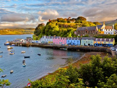 view on Portree before sunset, Isle of Skye, Scotland