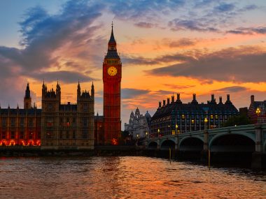 Big Ben Clock Tower London at Thames River England