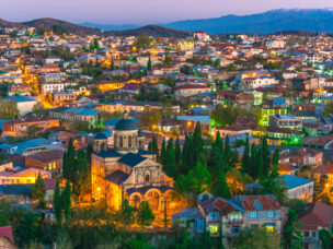 Panoramatický pohled na Kutaisi v regionu Inereti, Gruzie