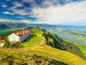 Panoramatický pohled na Rigi Kulm, Švýcarsko