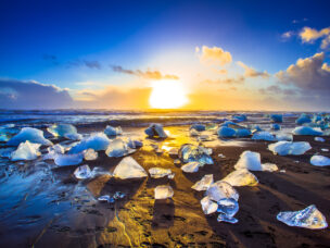 Diamantová pláž, Jokulsarlon, Island
